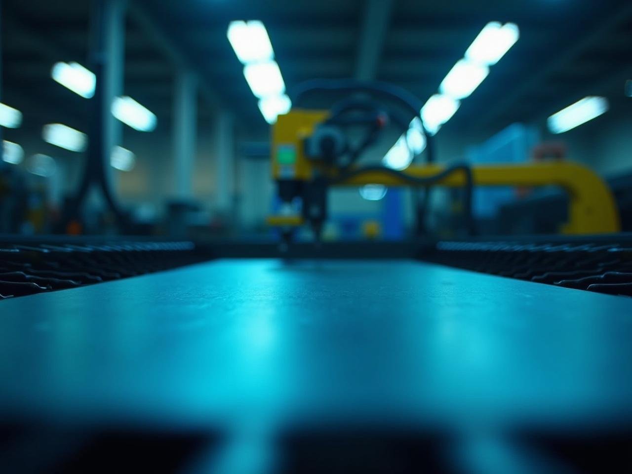 Máquina automatizada operando em fábrica para corte de chapas metálicas com alta precisão.